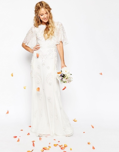 170403 Asos Bridal Iridescent Flutter Sleeve Dress