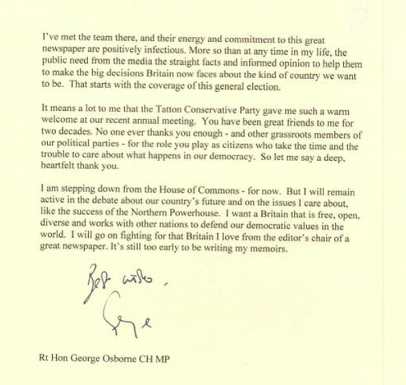 George Osborne Resignation Statement 2