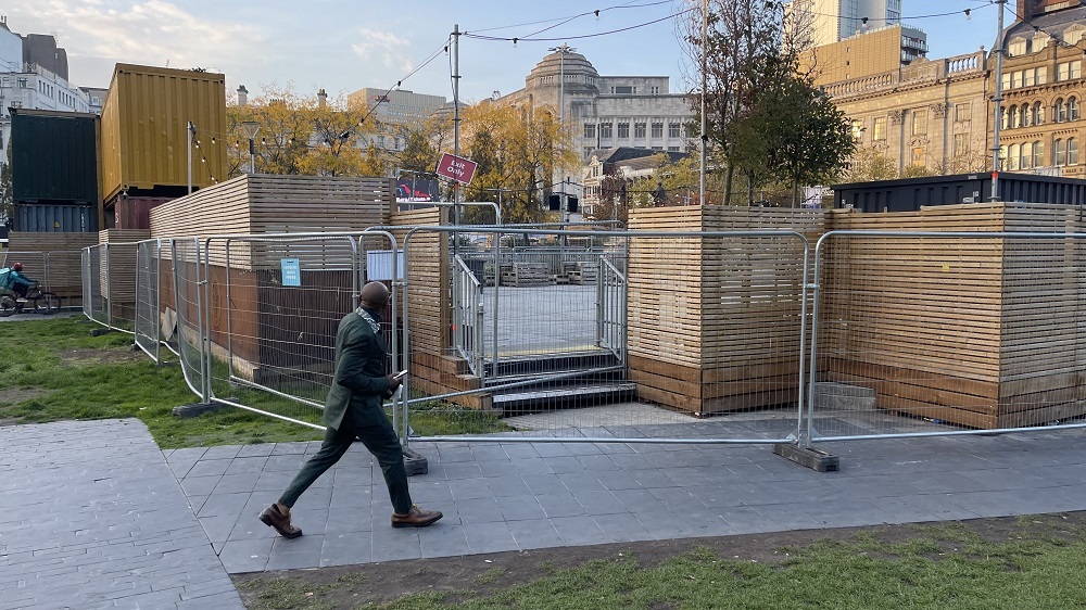 Fenced And Decked Half Of Piccadilly Gardens Effectively A Private