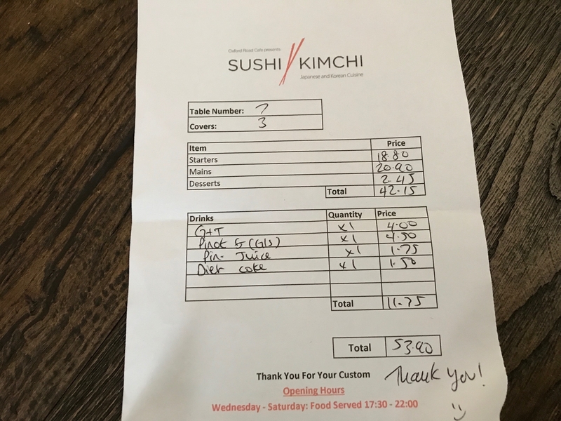 2019 02 01 Sushi Kimchi Receipt
