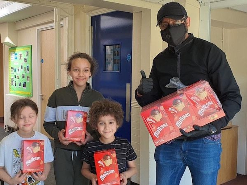 Manzoor Ali Handing Our Easter Eggs To Manchester Kids
