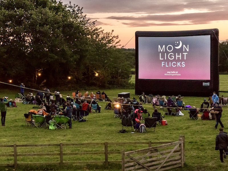 Moonlight Flicks Claremont Farm Giant Outdoor Cinema Screen In A Field