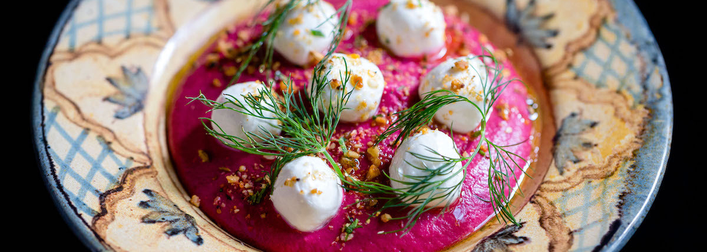 Beetroot Hummus With Greek Yoghurt And Dill