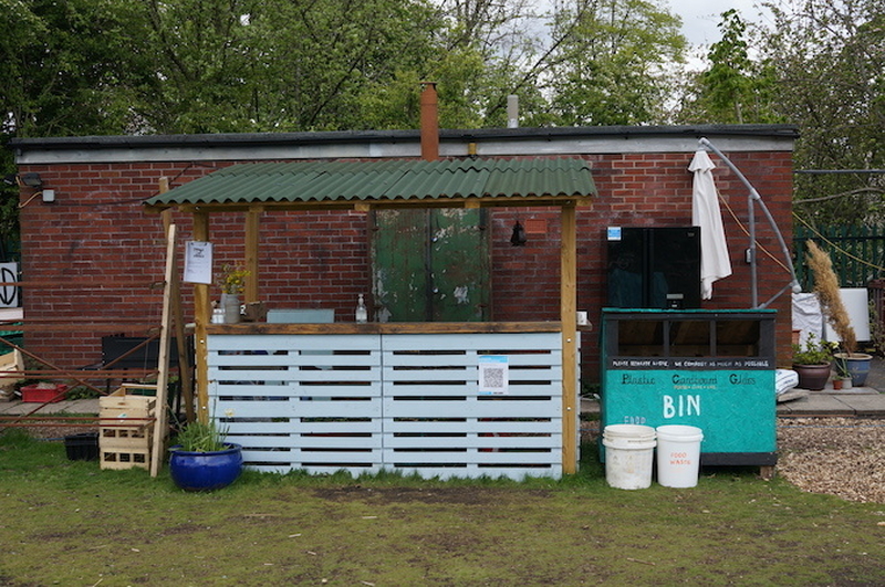 The Outdoor Kitchen And Recycling Area Of Platt Fields Market Garden In Fallowfield Manchester
