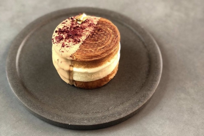 A Croissant Ice Cream Sandwich Hybrid Pastry From Pollen Bakery In Manchester