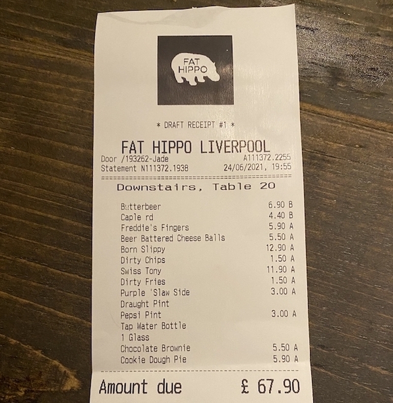 Chris Grundy Fat Hippo Receipt Liverpool Confidential June2021