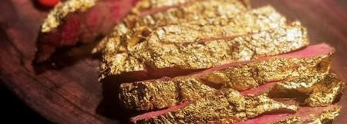 Bavette Steakhouse Woolton Restaurant 24K Tomahawk Gold Steak Gold Leaf