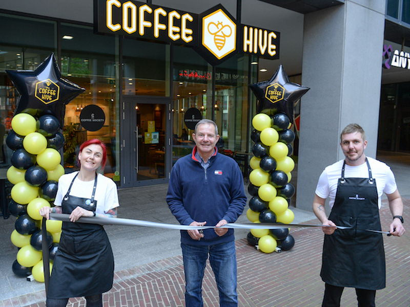 The Happy Team At Coffee Hive Manchester Piccadilly On Opening Day