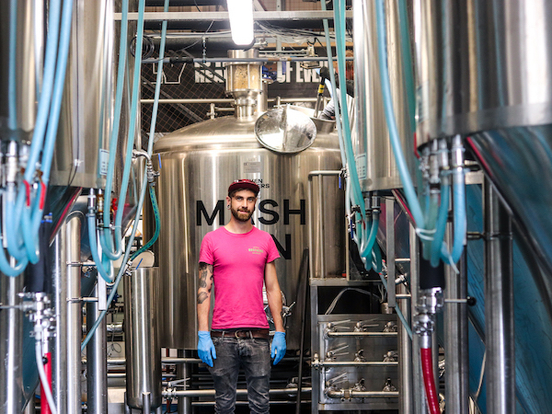 Head Brewer Jack Dixon From Manchesters 7 Brothers Brewery Stood In The Salford Brewery Space
