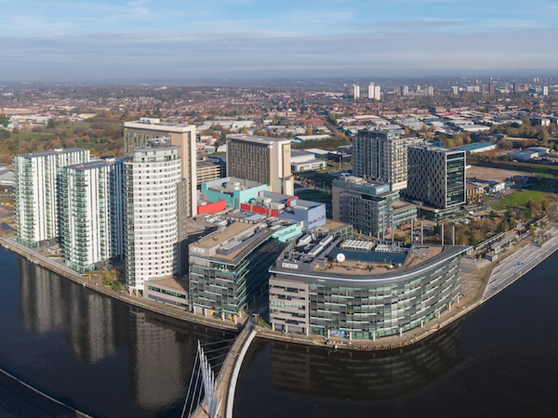 A Panoramic View Of Mediacity Salford Manchester