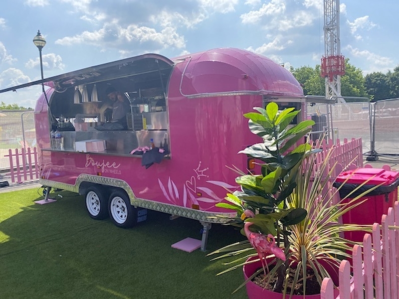 Pink Retro American Style Food Truck At New Boujee Pop Up Trafford Centre Manchester