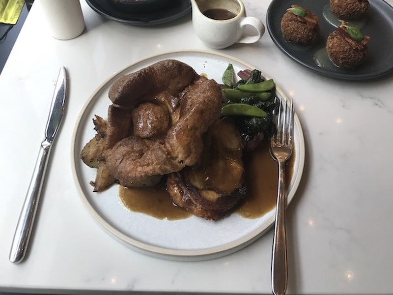 Slow Roast Pork Belly With Yorkshire Pudding Roast Potatoes And Lots Of Gravy At Three Little Words On Watson Street In Manchester 1