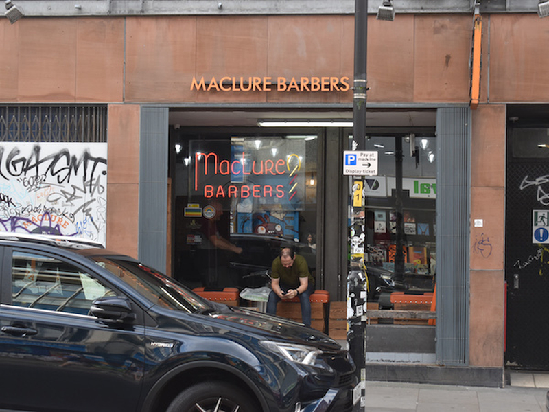 The Exterior Of Maclure Barbers In The Northern Quarter Of Manchester A Mens Barbershop