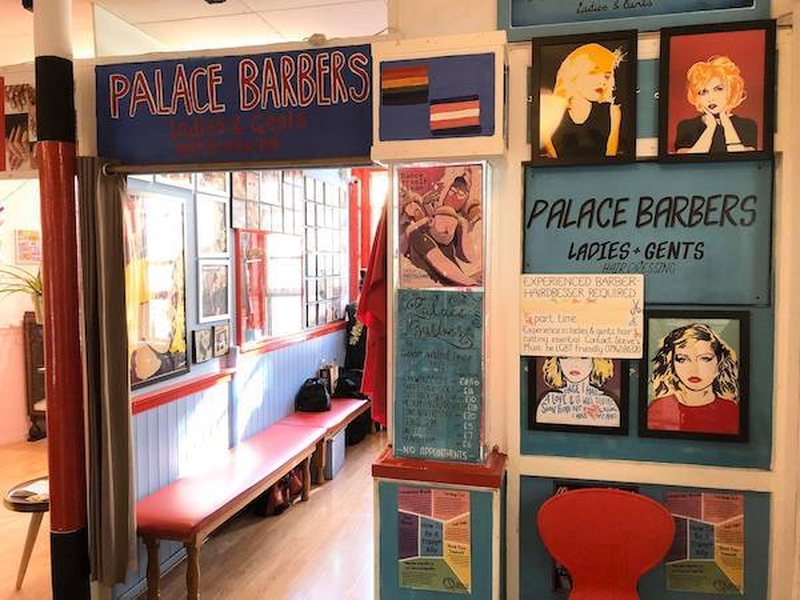 The Entrance Of Palace Barbers Unisex Hairdressing On The Second Floor Of Afflecks In Manchesters Northern Quarter