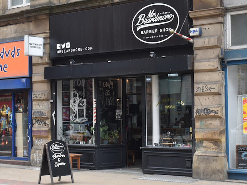 The Exterior Of Mr Beardmores Barbershop In The Northern Quarter In Manchester