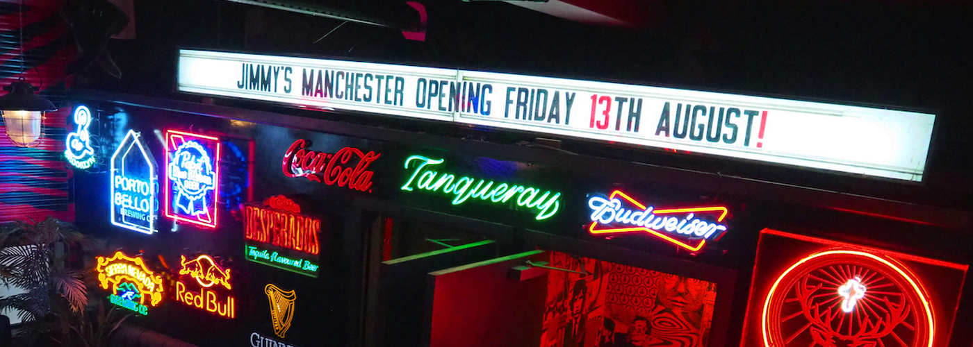 Interior Of Jimmys Bar Ancoats Manchester Featuring Neon Signs