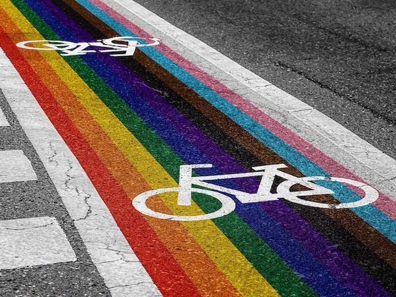 A Rainbow On The Road With Cycles For Trek Manchester Pride Lgbt History Cycle Ride