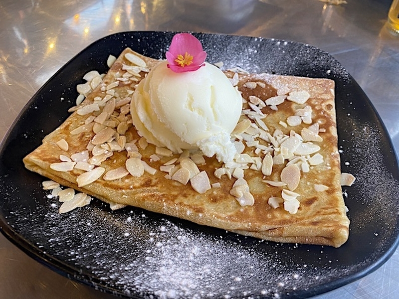 Crepe Damandes With Milk Ice Cream And Pink Flower From Maison Breizh Who Will Be Popping Up At Manchester Food And Drink Festival In September