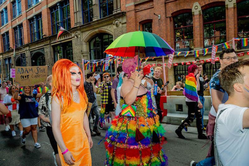 Drag Queen With Rainbow Umbrella Marches At Manchester Pride Protest 2021 Chris Keller Jackson