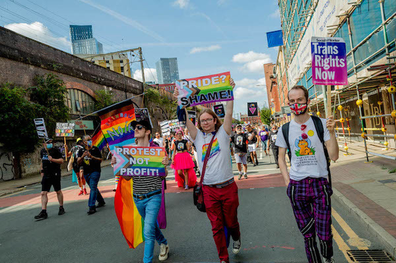 Protest Not Profit Pride Shame Ans Trans Rights Now Banners Aat Manchester Pride 2021 Chris Keller Jackson