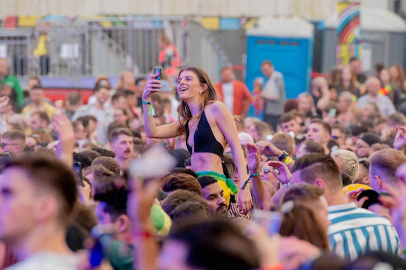 A Woman Videos The Stage From The Crowd At At Manchester Pride 2021 Chris Keller Jackson