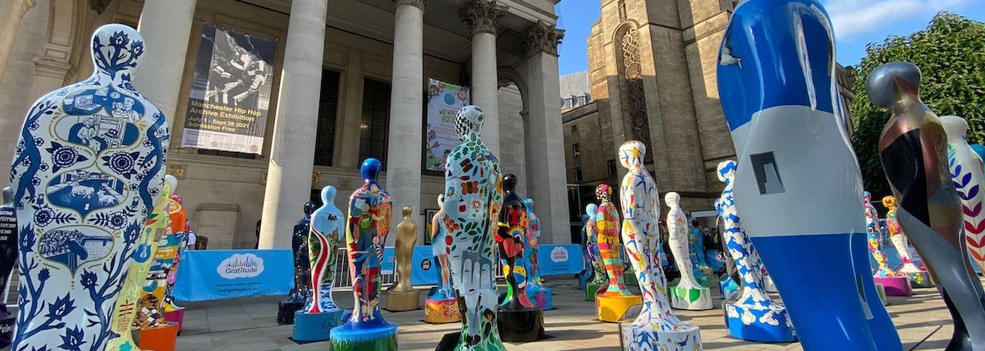 The Gratitude Exhibition In Manchesters St Peters Square Which Celebrates The Contribution Of Nhs And Key Workers During The Pandemic