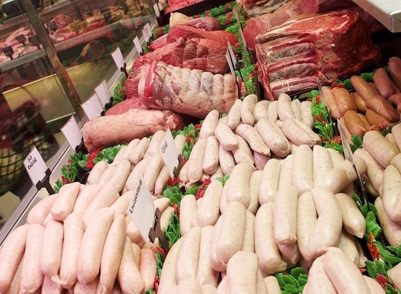 Display Of Homemade Sausages At Robertshaws Farm Shop Bradford