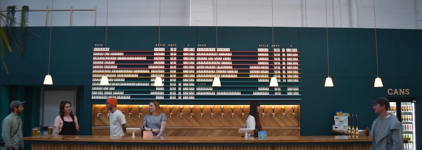 The Bar At Track Brewing Co Taproom Near To Piccadilly Station In Manchester With 20 Lines Of The Breweries Beer