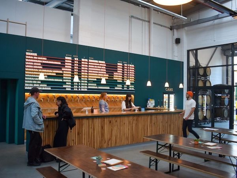 The Colourful Interiors Of The Track Brewing Co Taproom In Manchester Which Channels The Creative Can Designs