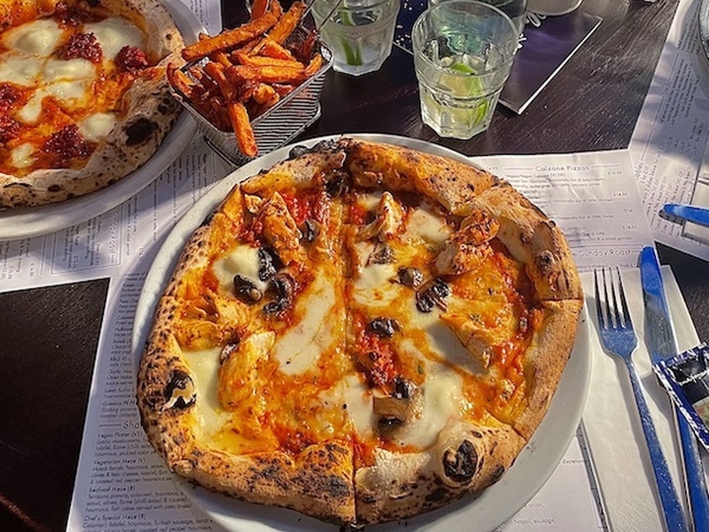 A Wood Fired Chicken And Mushroom Pizza At Zitano Chorlton Manchester