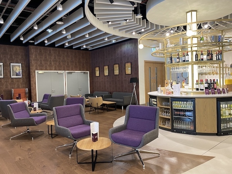 Purple Seating And Help Yourself Bar At 1903 Lounge At The New Terminal Two At Manchester Airport