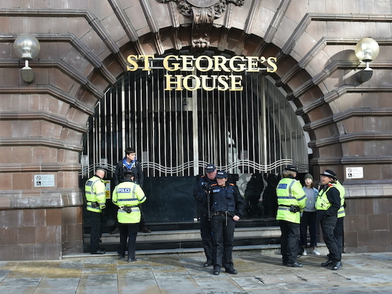 There Was An Increased Police Presence Close To The Midland Hotel In Manchester Due To The Conservative Party Conference
