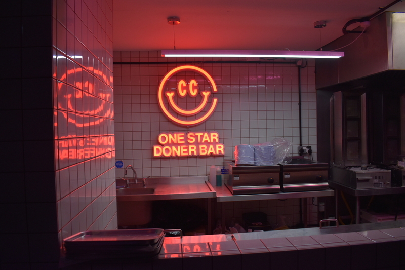 The One Star Doner Bar Flashing Neon Sign At Escape To Freight Island In Manchester