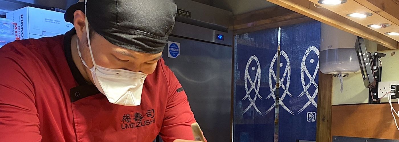 Terry Huang Prepares A Dessert Of Dragonfruit And Watermelon At Umezushi Omakase In Manchester