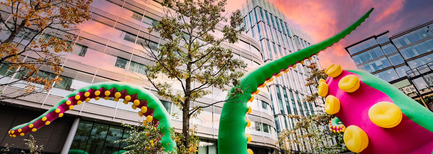 Spinningfields In Manchester With Added Monsters As Part Of Halloween In The City Which Will See Special Events And Walks For Families Across Manchester City Centre