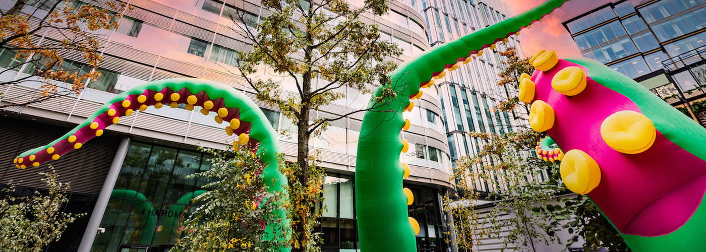 Spinningfields In Manchester With Added Monsters As Part Of Halloween In The City Which Will See Special Events And Walks For Families Across Manchester City Centre