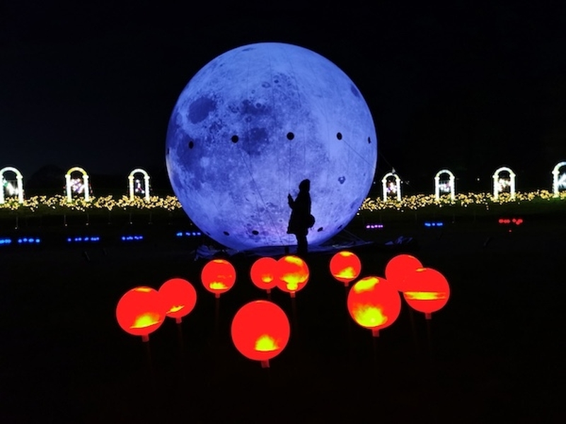 A Luminescent Moon Installation As Part Of The Lightopia Event At Heaton Park In Manchester