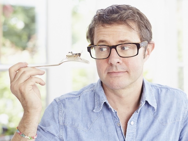 Entomophagist Stefan Gates Holds An Insect On A Fork As He Prepares To Visit Rochdale For An Extraordinary Insects Event