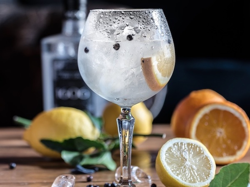 A Glass Containing Gin And Tonic