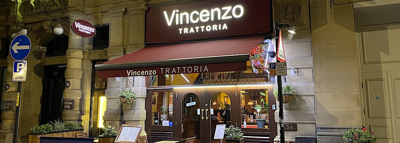 The Exterior Of Vincenzo Trattoria Italian Restaurant In Manchester