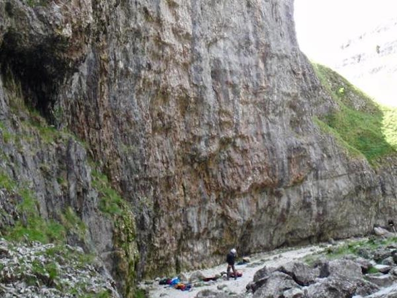 The Bottom Half Of Gordale Scar Climbing In Yorkshire