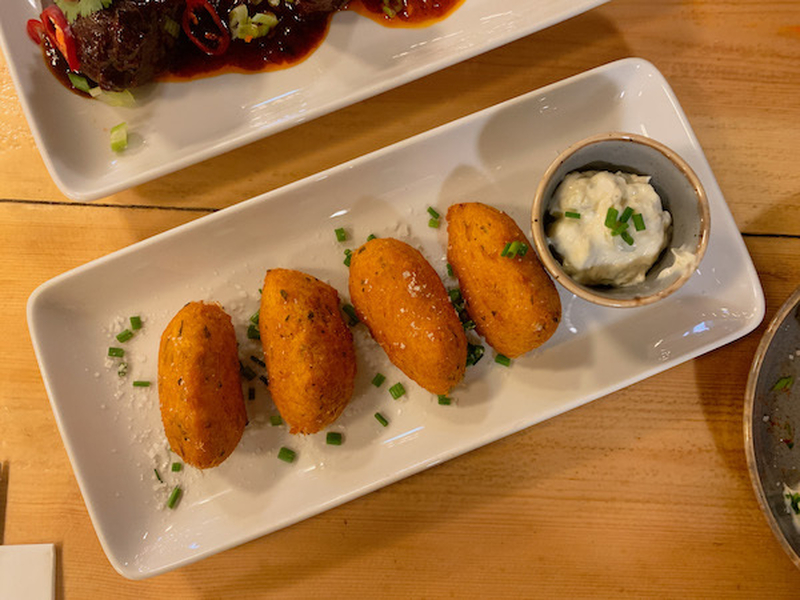 Saltcod Croquettes With An Aoili Dip At Off The Grid In Chorlton Manchester