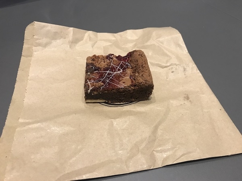 A Gluten Free White Chocolate And Raspberry Brownie From Ezra And Gil On Peter Street In Manchester