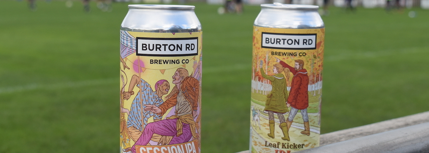 Two Cans Of Burton Road Brewing Co Beer Including The Session Ipa At The Home Ground Of West Disbury Chorlton Afc 1