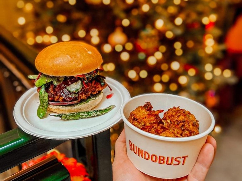 A Sprout bhaji Burger And Some Sprout Bhajis At Bundobust Leeds