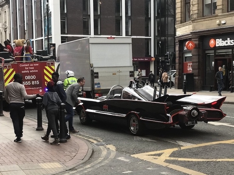 The Batmobile On Deansgate Close To Rendition And Dirty Martini On Deansgate In Manchester