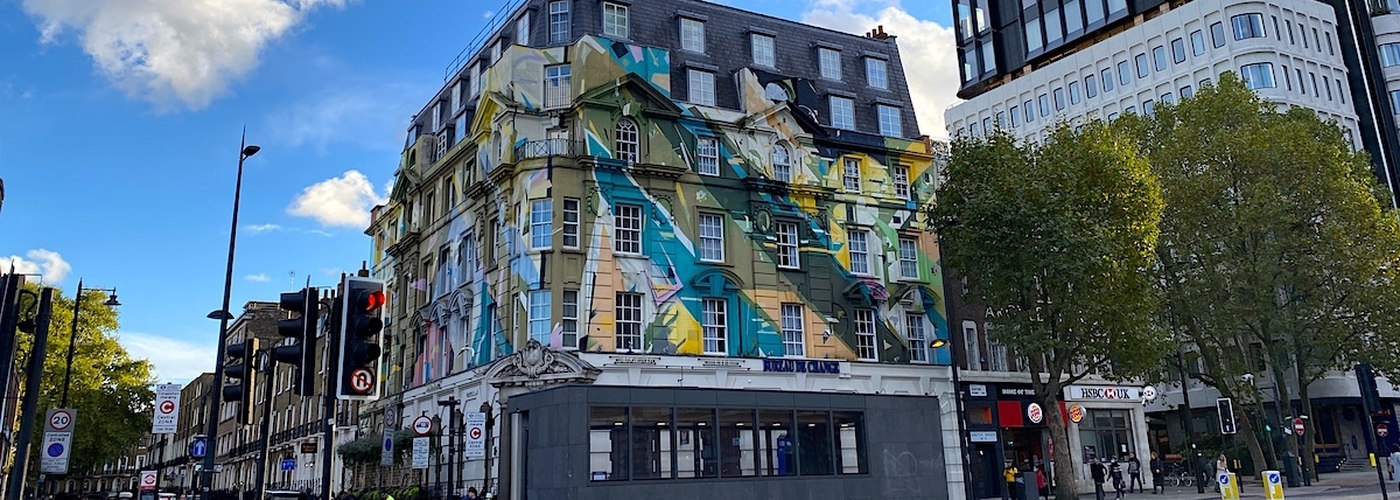 Colourful Graffitied Building Megaro Hotel Kings Cross London