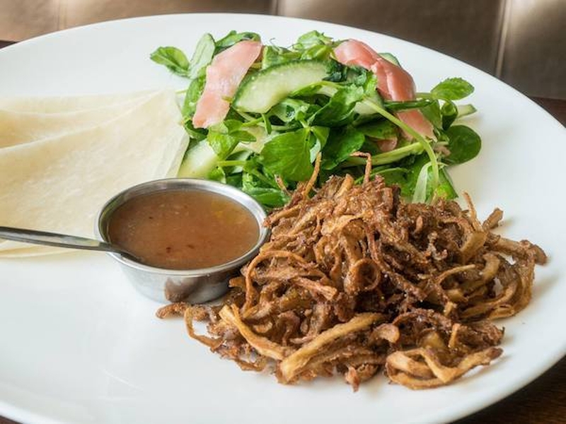 Greens Oyster Mushrooms And Plum Sauce