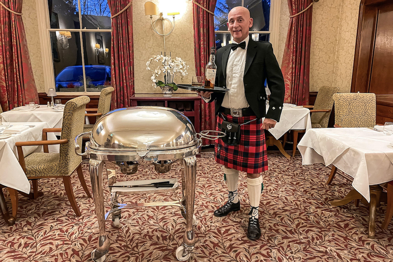 Tony Belli Of Lake District Hotels Borrowdale Hotel With The Silver Carving Trolley For Burns Night