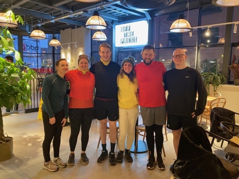 Members of Ancoats Run Club at Off The Press in Ancoats